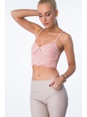 Short lace top, powder pink ZZ273 - Online store - Boutique